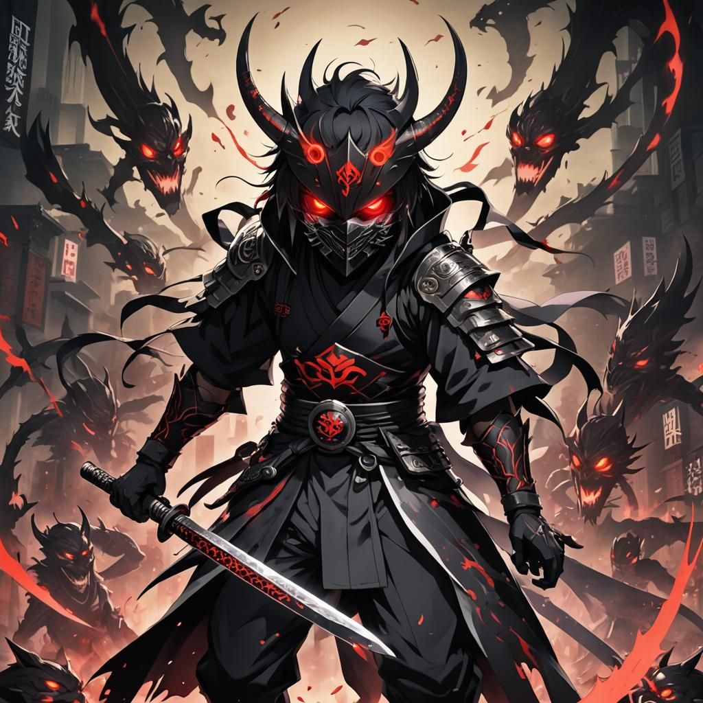 Masked Anime Villain with Demonic Katana