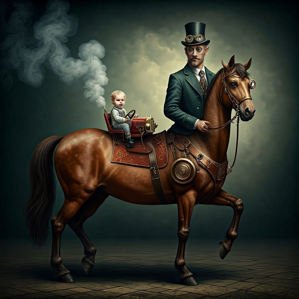 Steampunk Centaur Gives Toddler a Ride