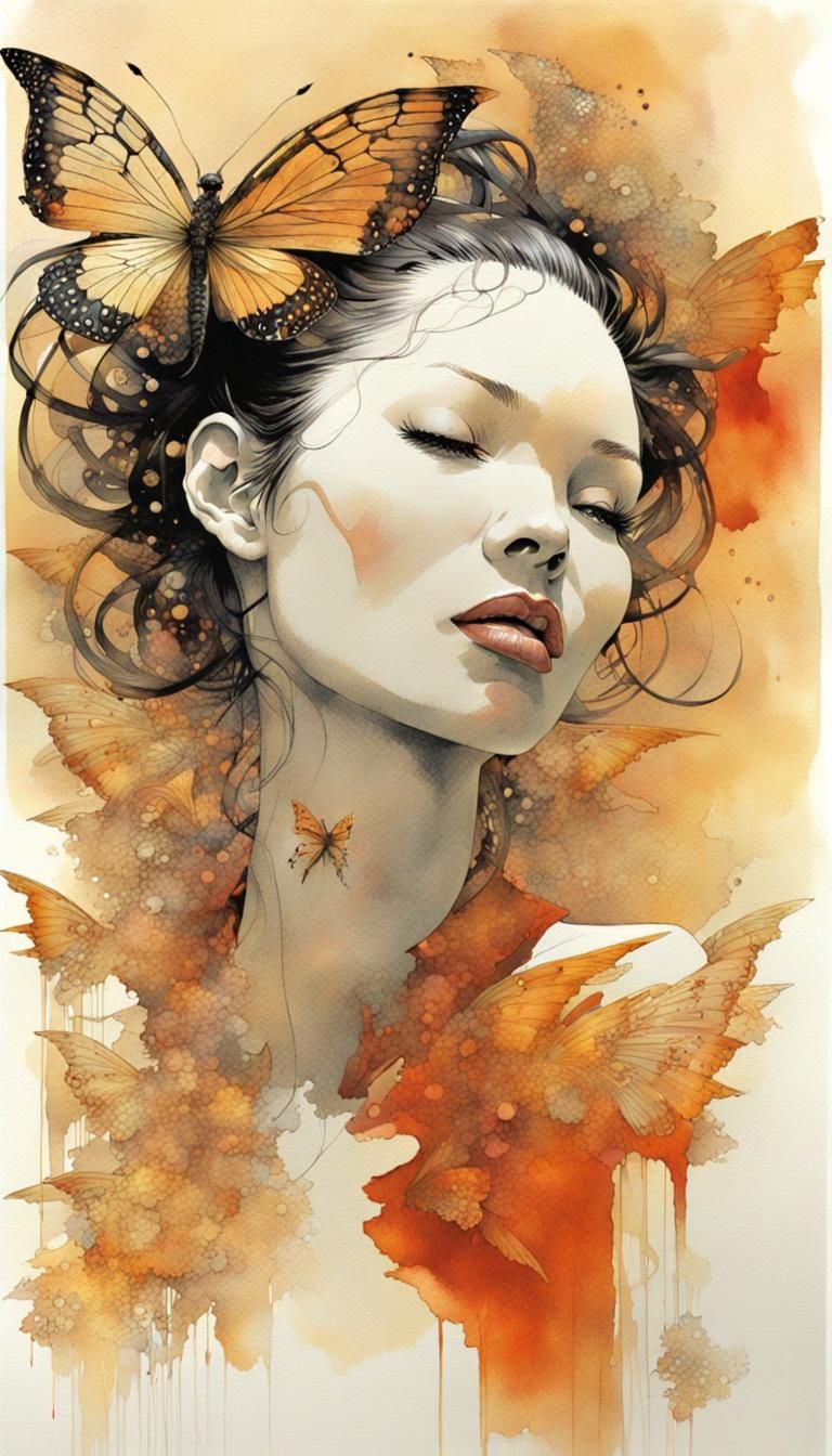 Butterfly-Winged Angel in Hyperrealistic Watercolor Style