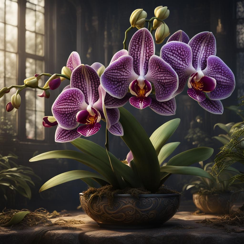 Beautiful Orchid Plant in Detailed Matte Painting