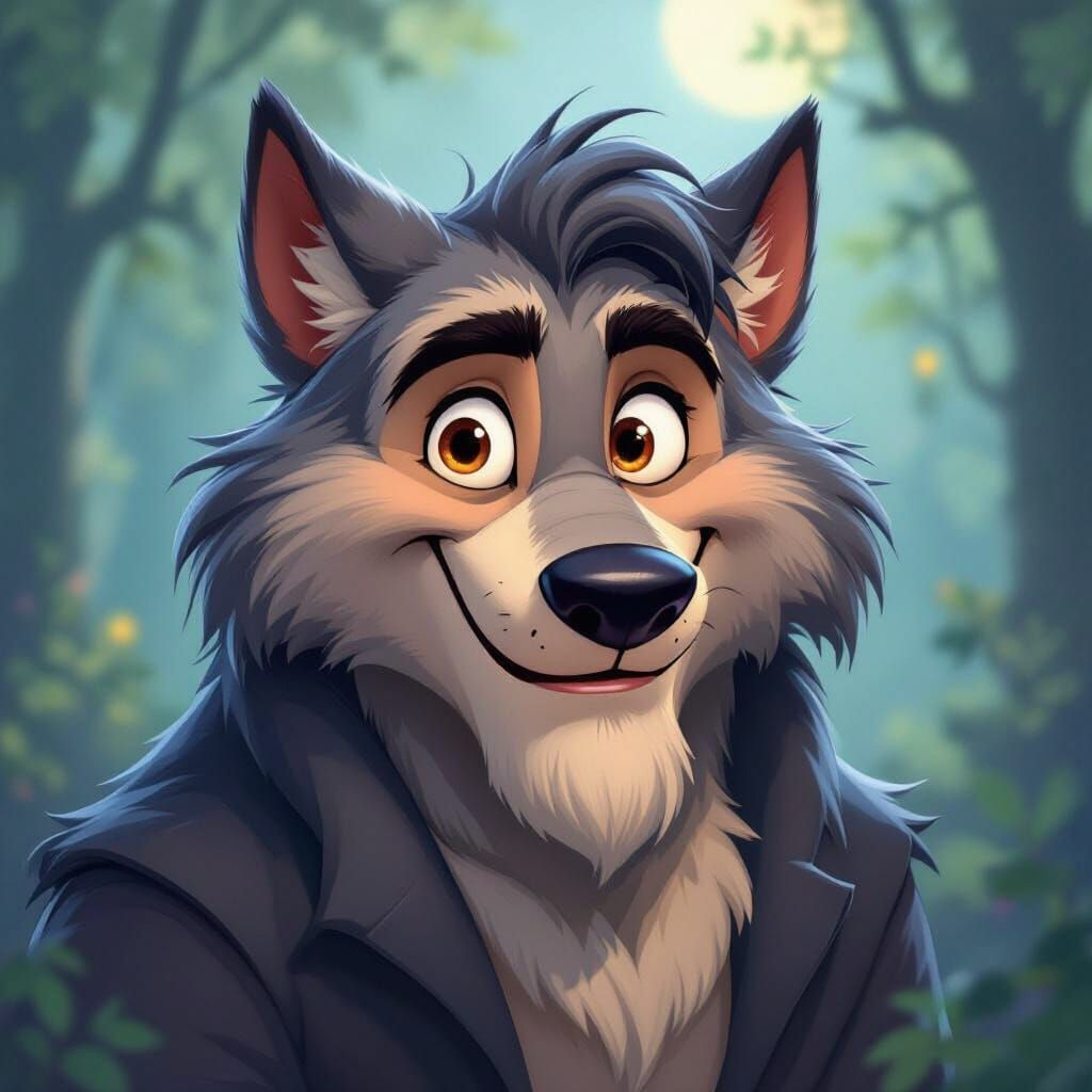 Whimsical Wolfman in Enchanted Forest