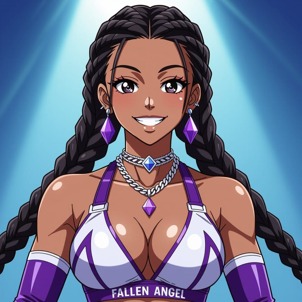 Anime Wrestler With Violet Diamond Gear
