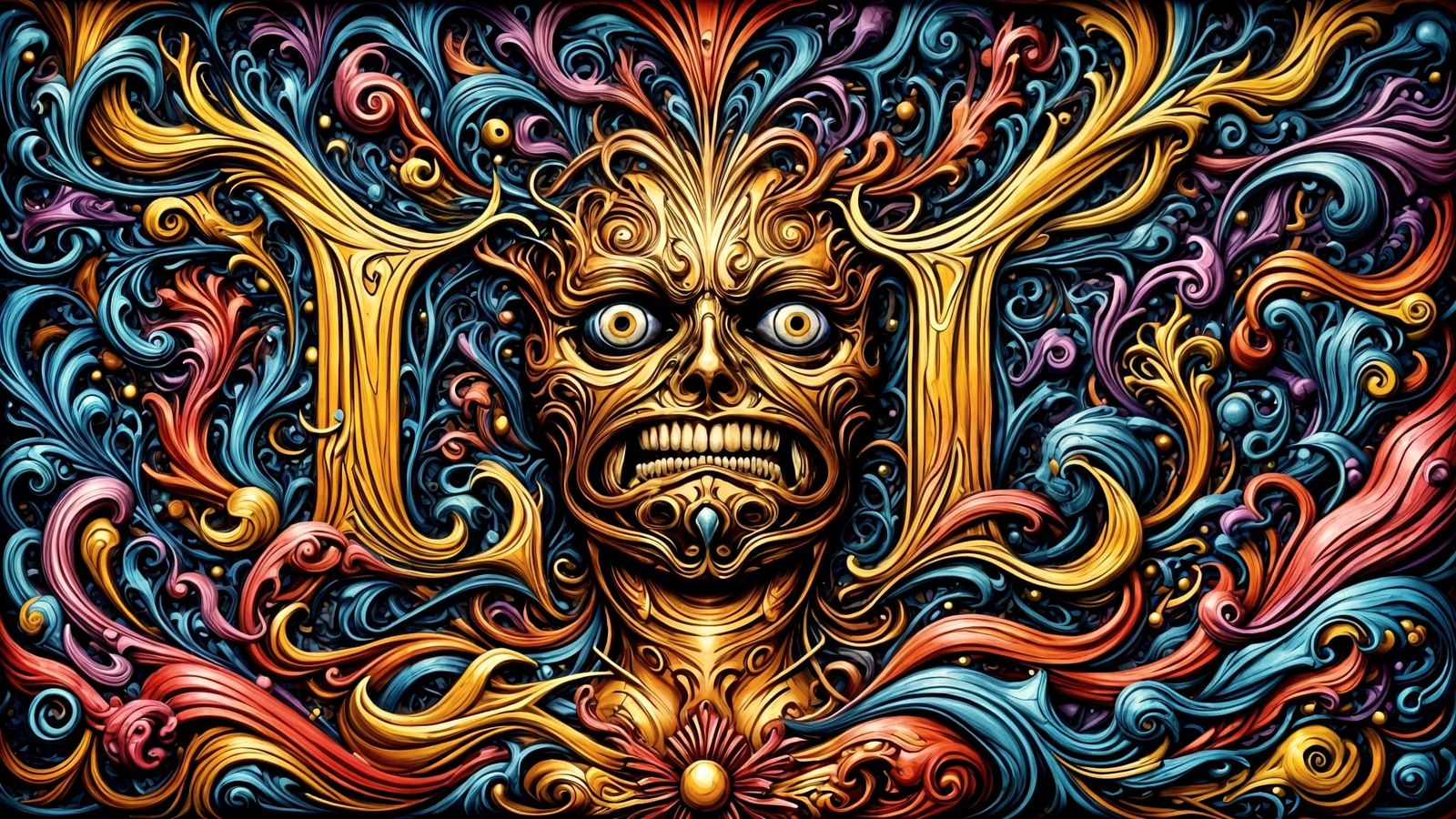 Abstract Surreal Mixed Media Art with 'LOL' Letters