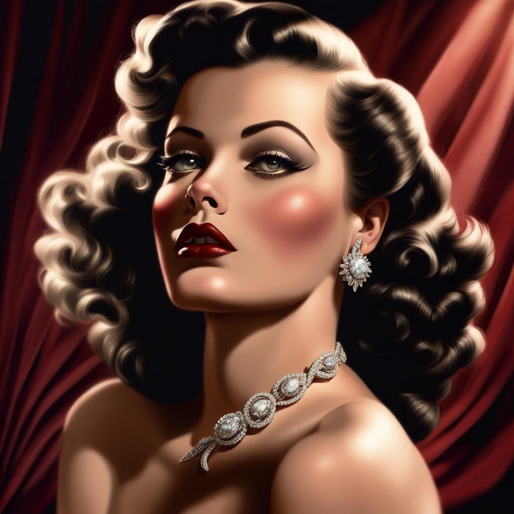 Hollywood Glamour Portrait in 1940s Style