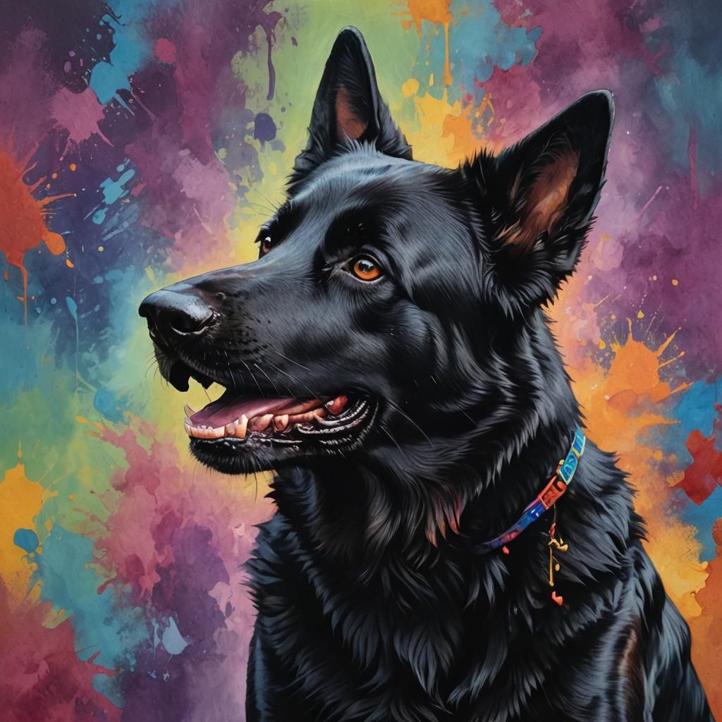 Hyperrealistic Black German Shepherd Portrait