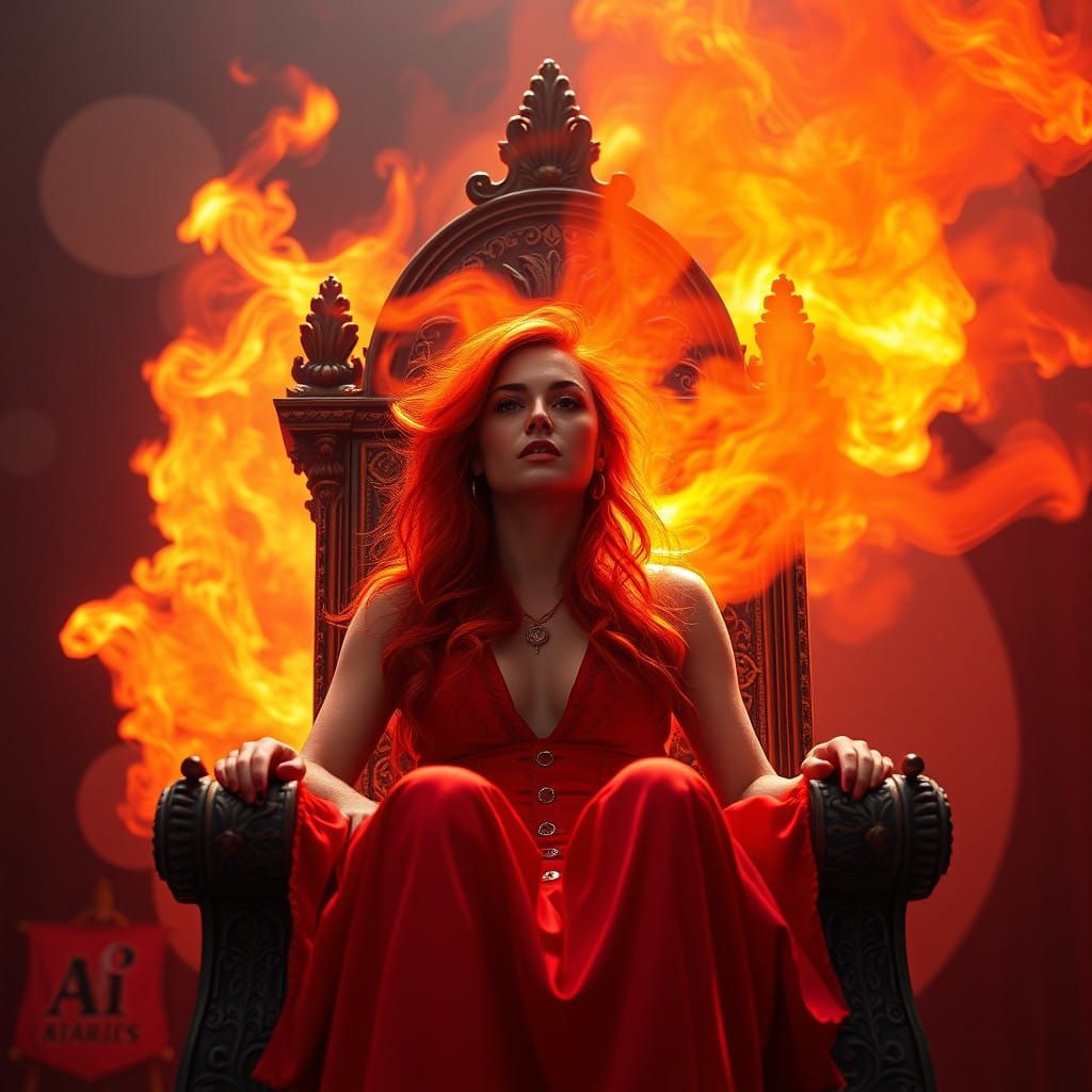 Fiery Redhead Rock Star Reigns in Throne of Flame