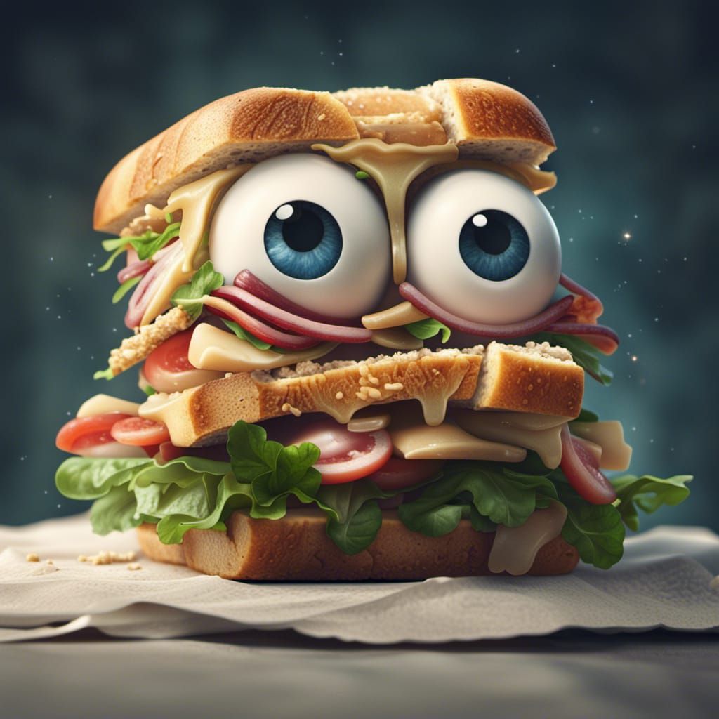 Sandwich with Cartoon Face: Digital Matte Painting
