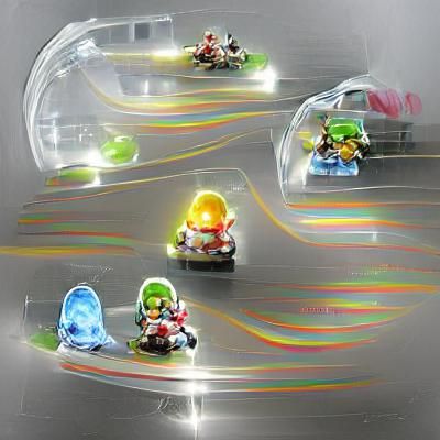 Rainbow Road Mario Kart Translucent Glass Sculpture