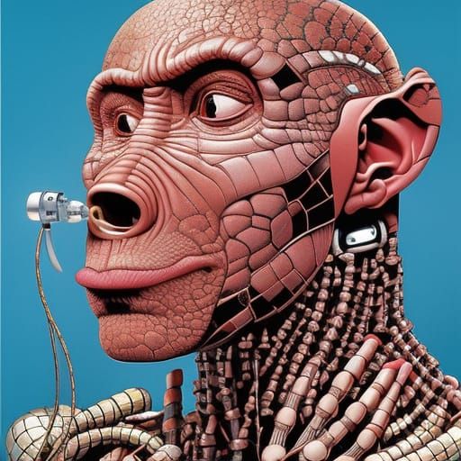 Robot Gorillas Ballet: Hyperdetailed Horror Art