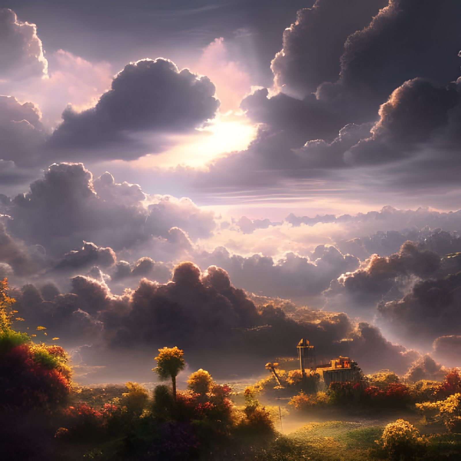Dramatic Clouds on a Sunny Day: Digital Matte Painting