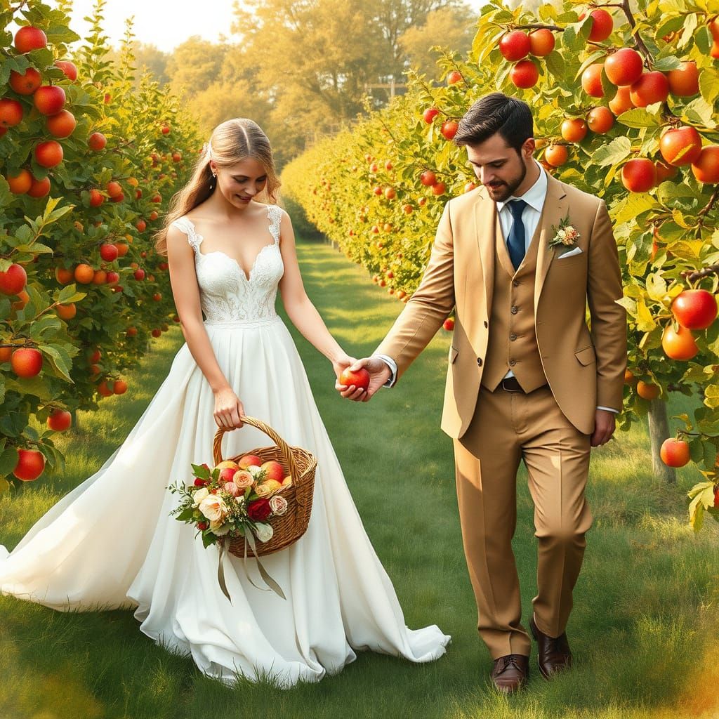 Idyllic Autumn Wedding Scene in Whimsical Style