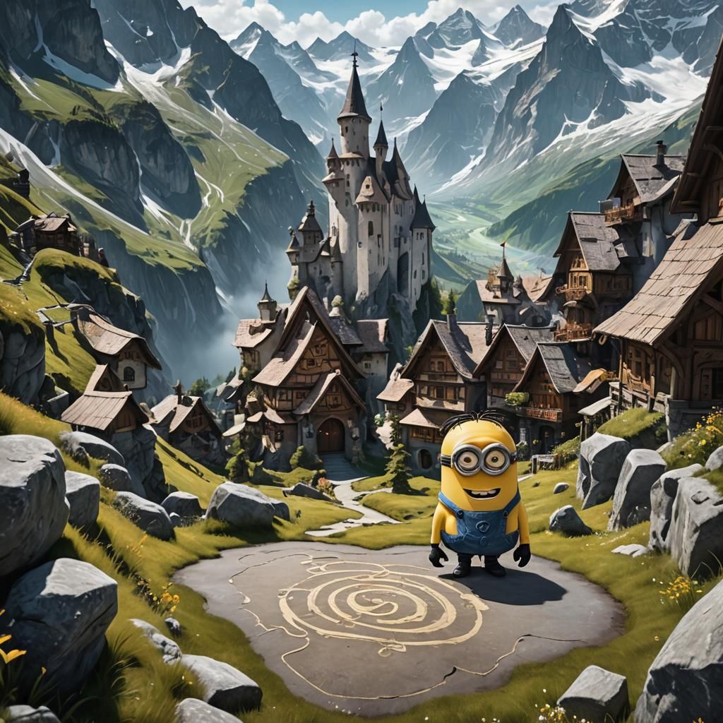 Minion Chalk Art in Swiss Alps