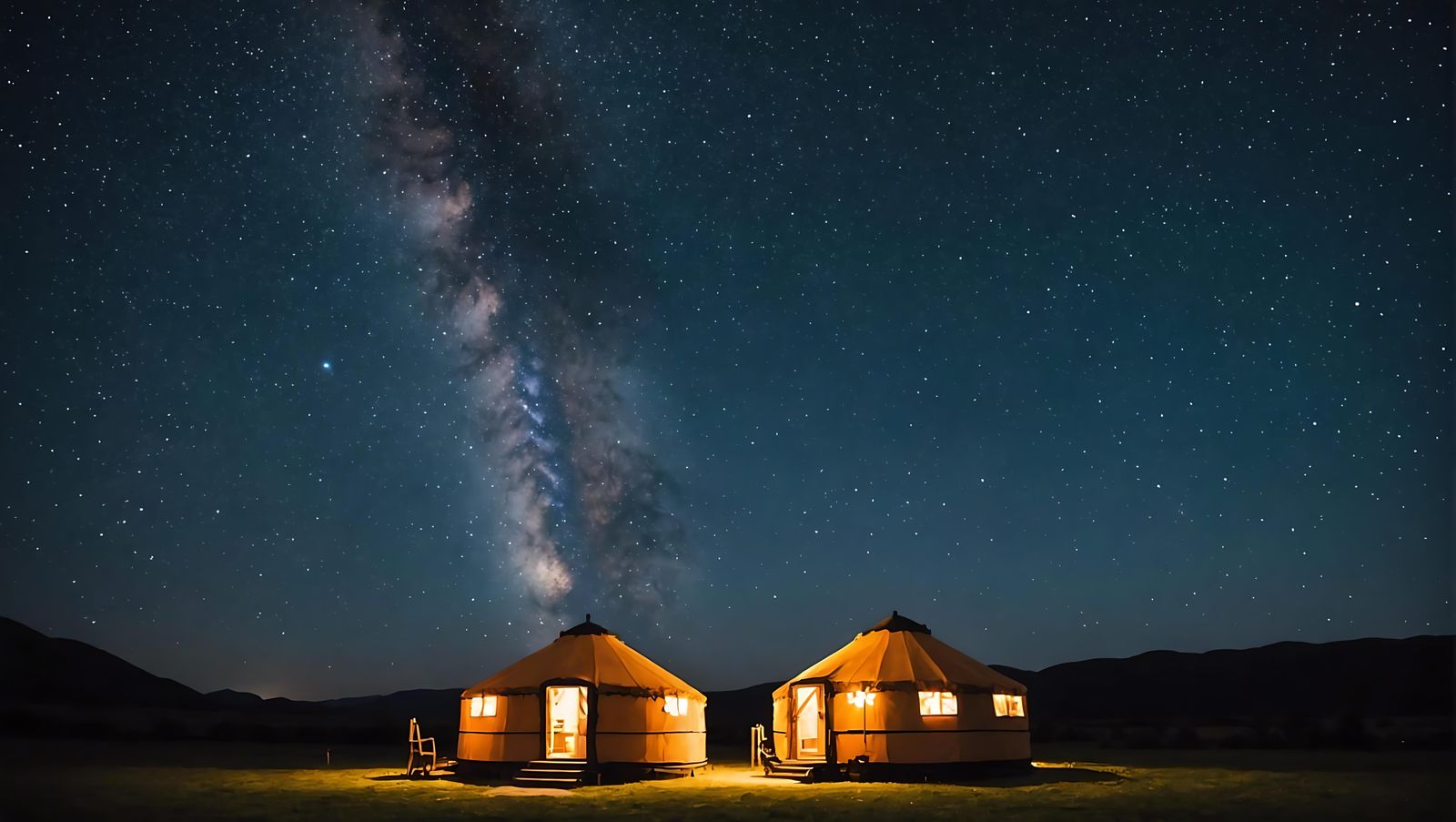 Yurts Under a Starry Sky