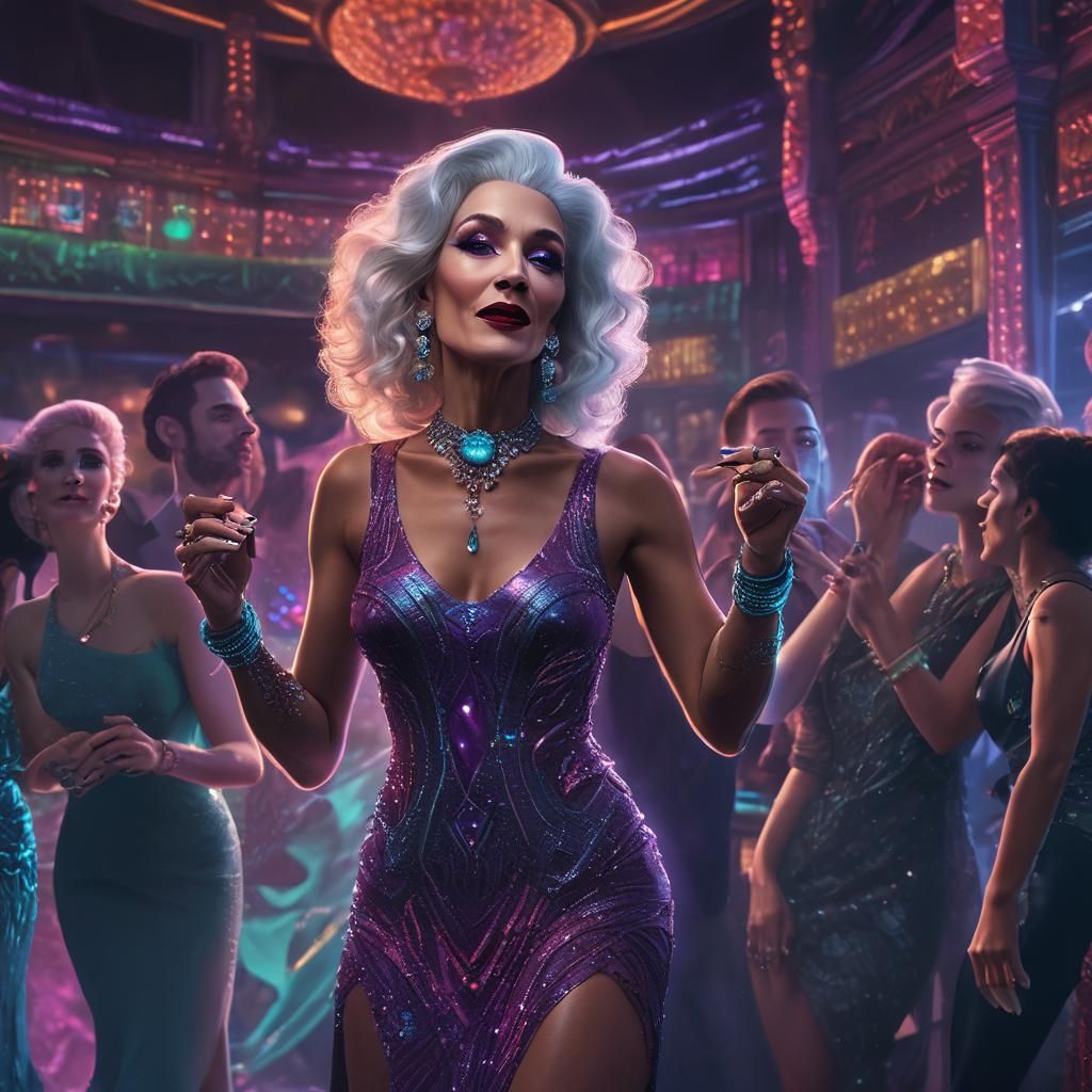 Elderly Transvestite Dancing in Art Deco Nightclub