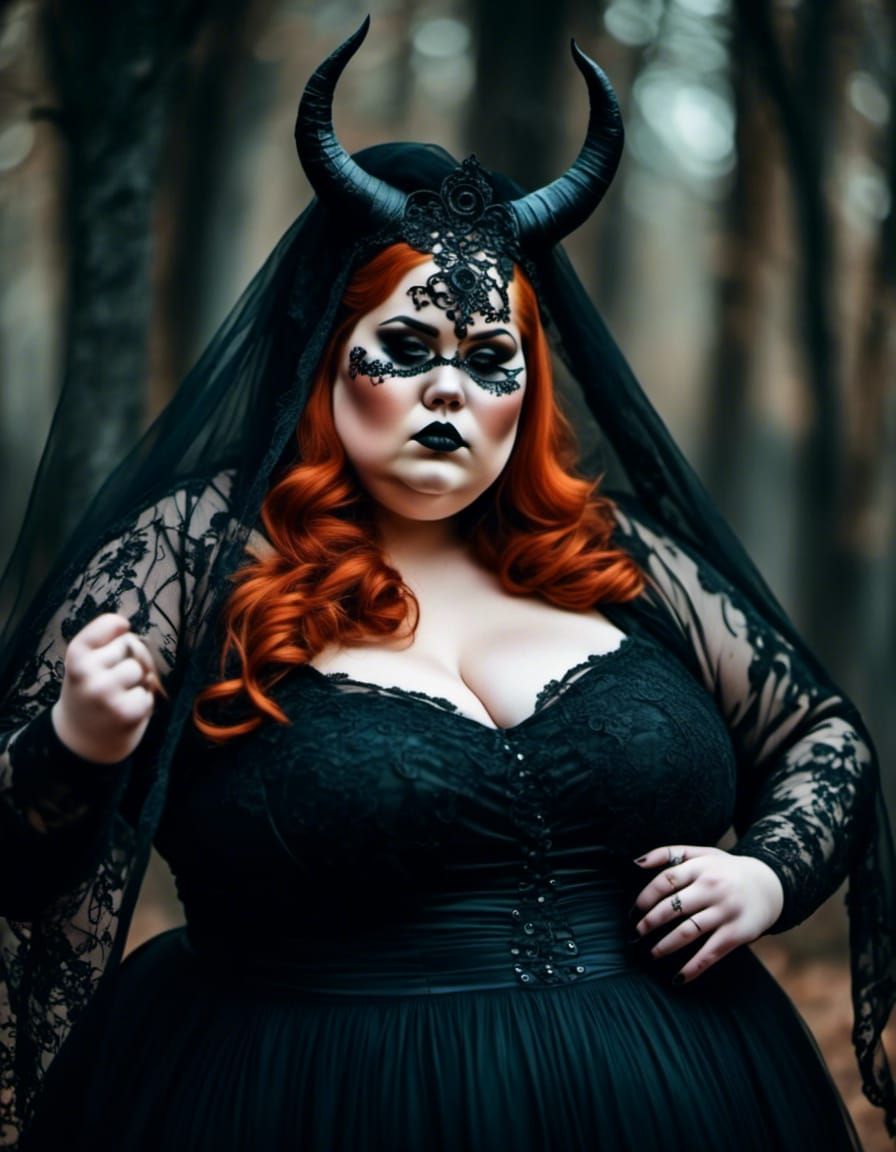 angry big goth woman