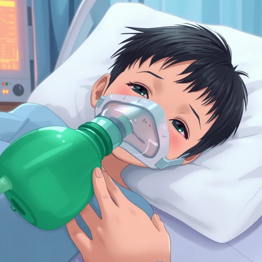 Calm Child Under Anesthesia: Anime-Style Illustration
