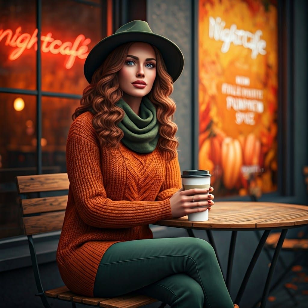 High-Fashion Woman in Autumnal Setting