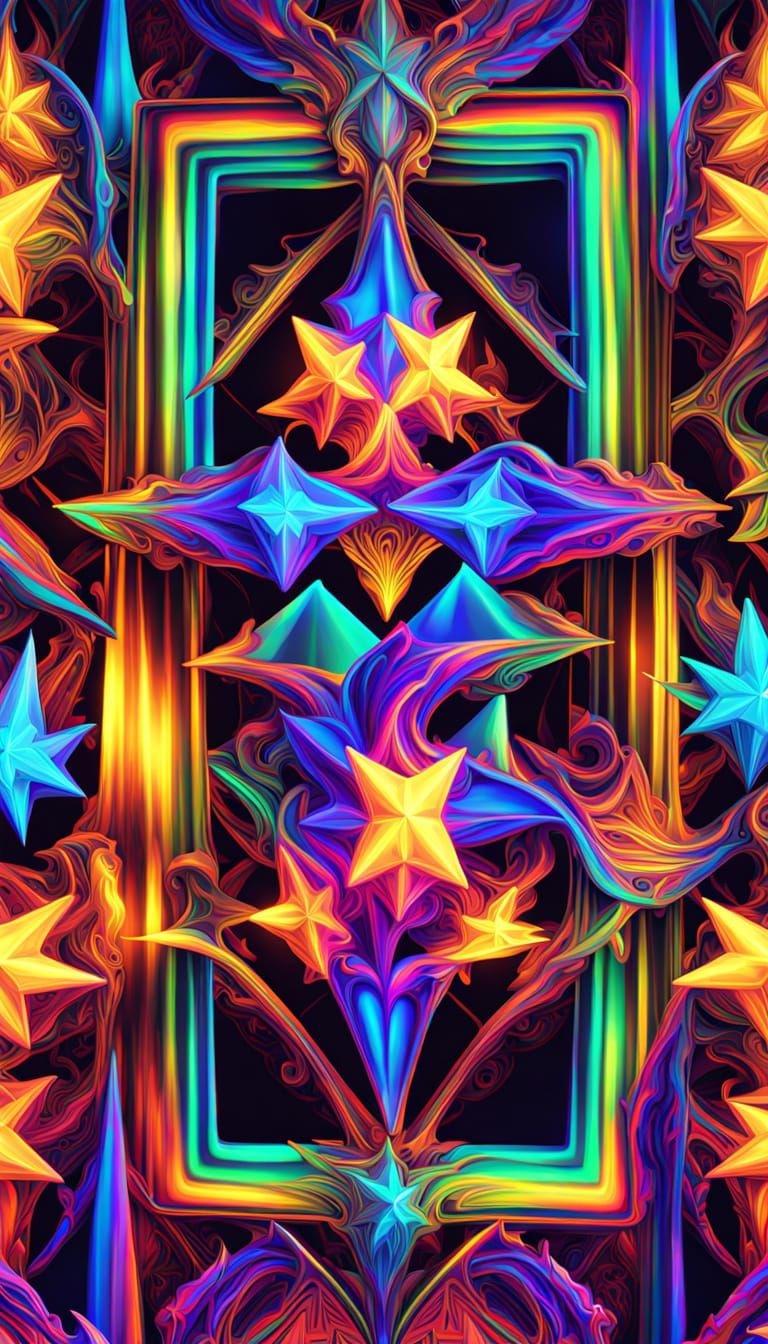 Vibrant Fractal Landscapes of the Four Seasons in Iridescent...