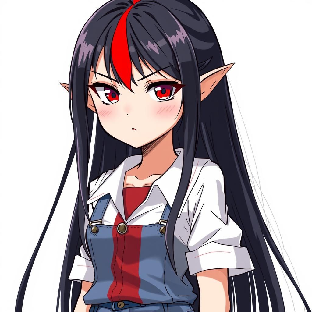Anime Girl with Red Stripe and Elf Ears