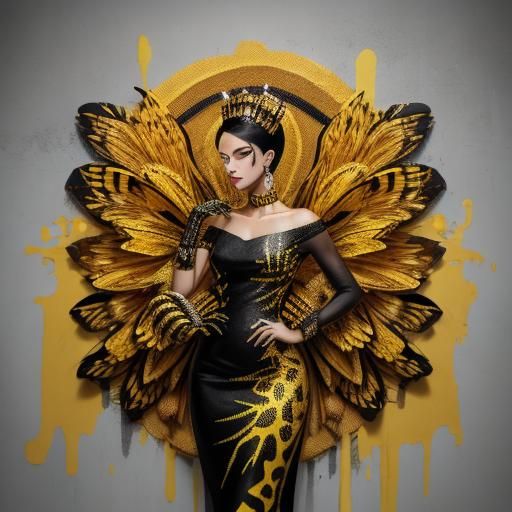 Elegant Queen Bee in Graffiti Art Style