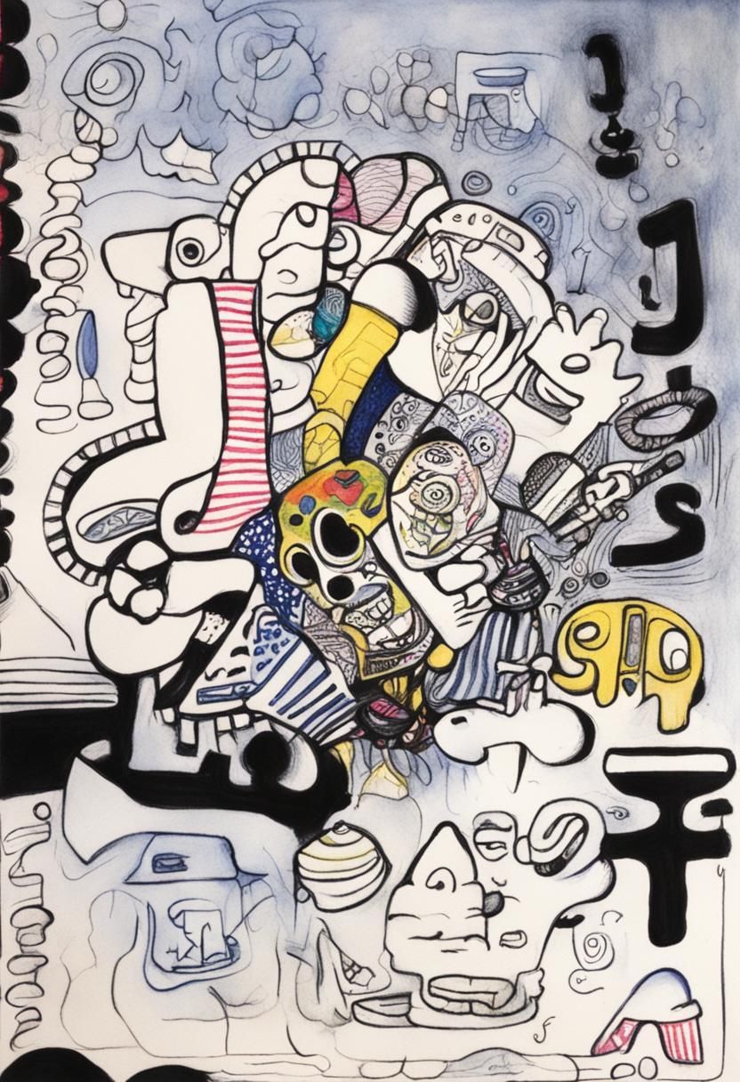 Psychedelic Doodles in Vivid Clutter