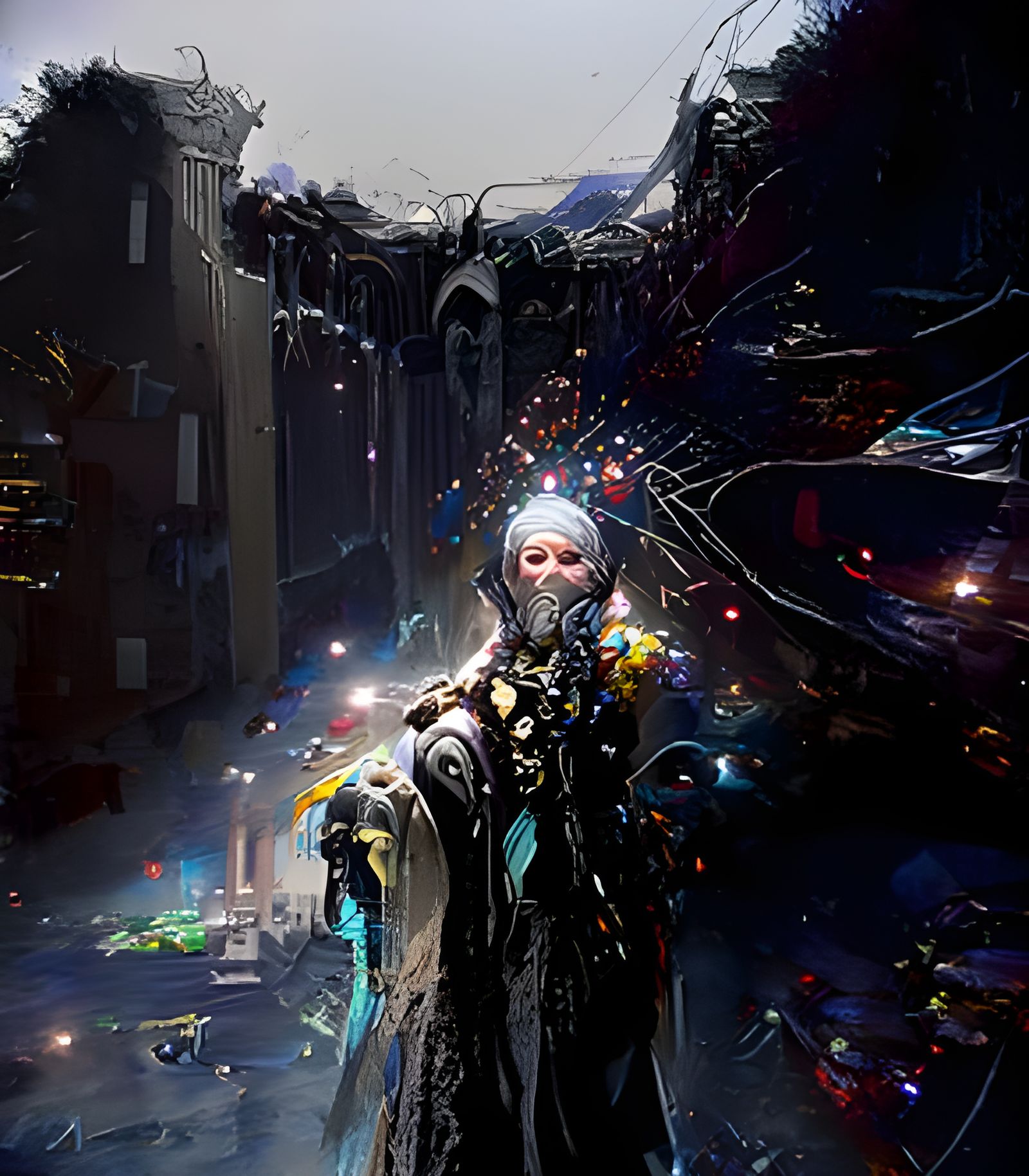 Vulnerable Figure Overwhelmed by Darkness: Digital Matte Pai...