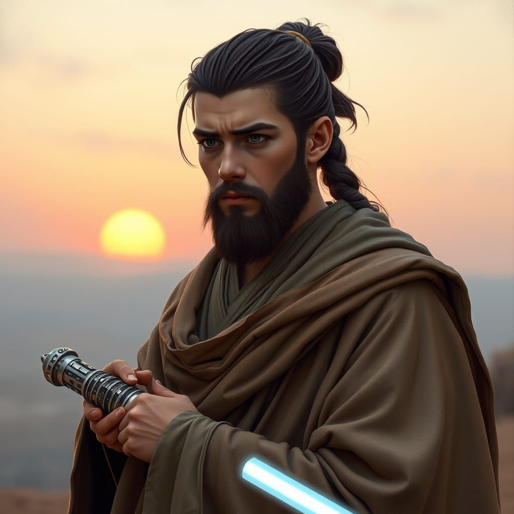 Young Jedi Knight in Weathered Robes