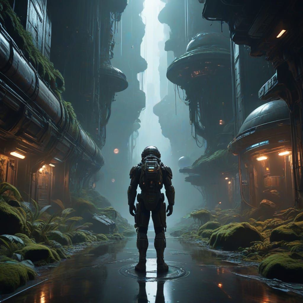 Luxurious Millionaire in Alien Underground Chamber