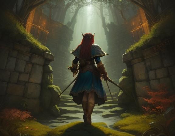 Fantasy portrait illustration. Head and shoulders portrait. ...