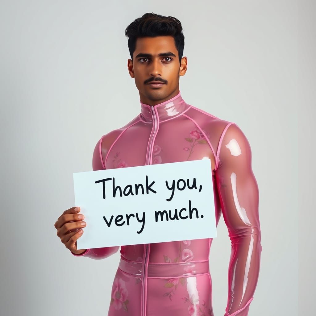 Futuristic Indian Man with Thank You Sign