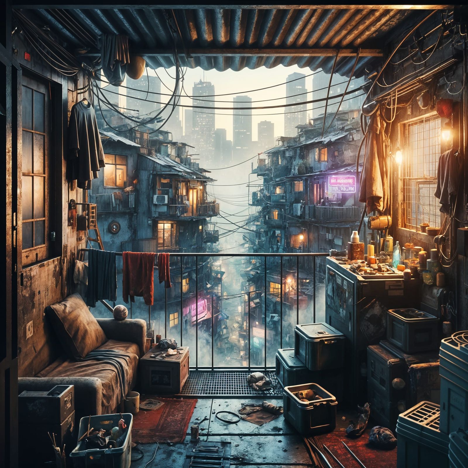 Cyberpunk Slum Apartment in New Orleans