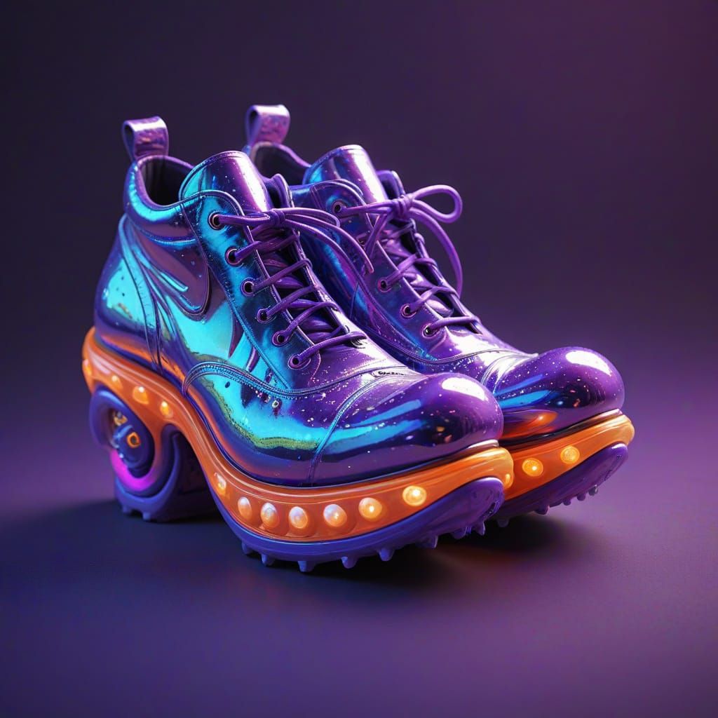 Whimsical Alien with Bulbous Shoes in Cartoon Style