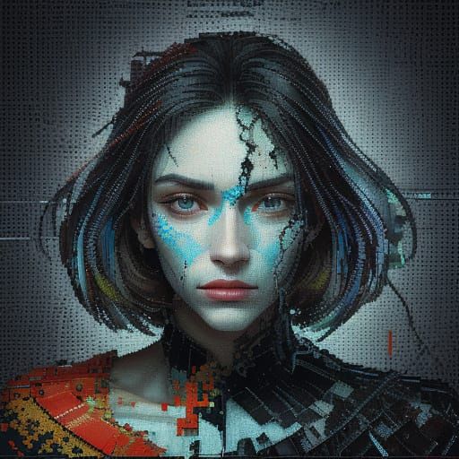 Digital Texture Glitch Effects and Pixelated Distortions