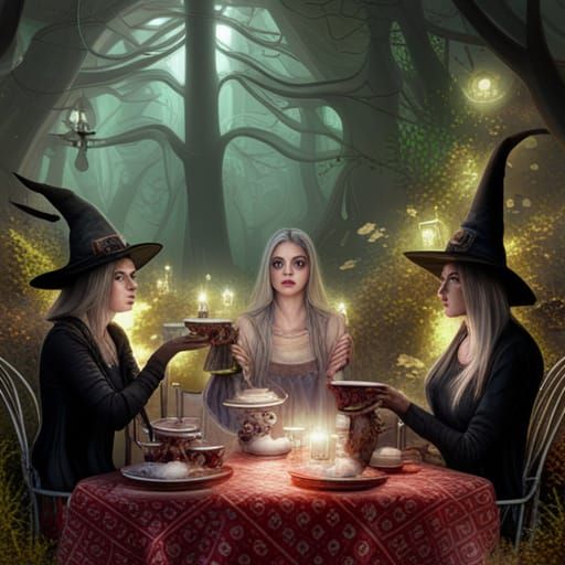 Witches' Tea Party in Haunted Forest