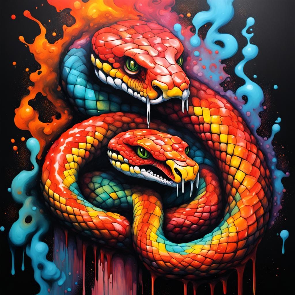 Fiery Serpent in Graffiti Street Art Style