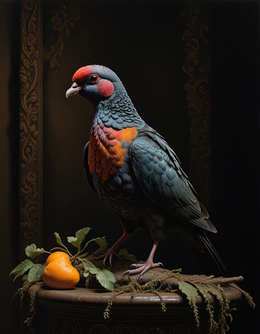 Mystical Luzon Bleeding-Heart Dove Illuminated in Dramatic L...