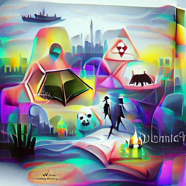 Psychedelic Pandemic: Surreal Neon Watercolor Illustration