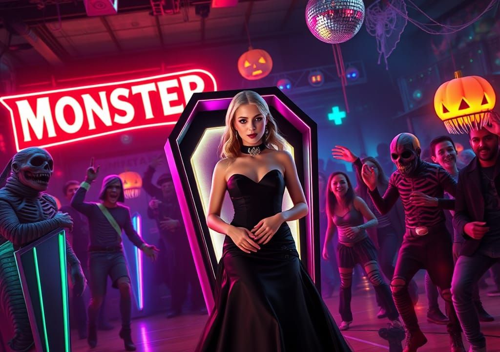 Teen Vampire's Neon Coffin: Monster Mash Party
