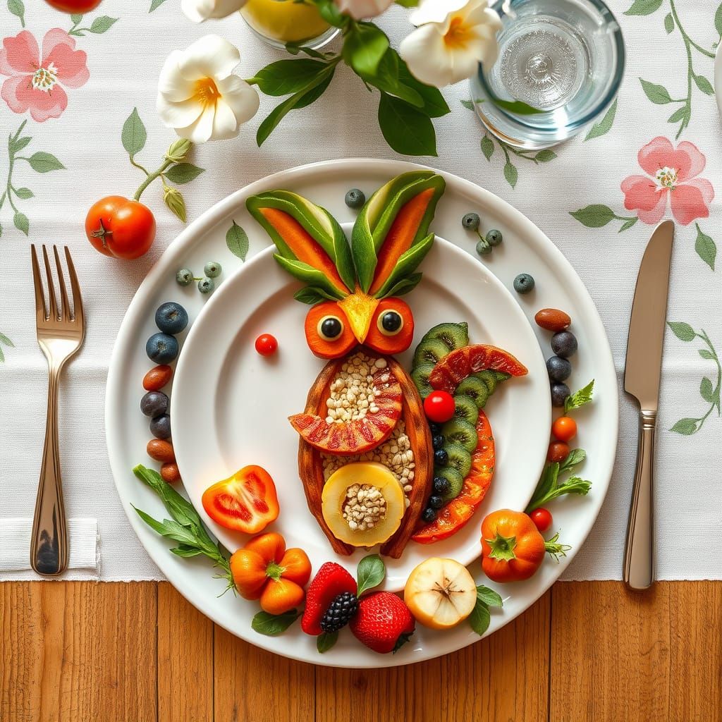 Edible Art Gathering Table with Colorful Fruit Animal