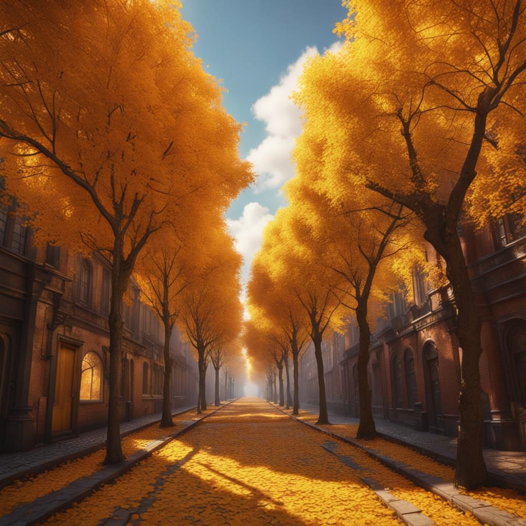Vivid Autumn Alley in Unreal Engine 5