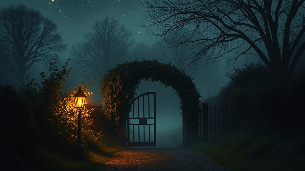 Wistful Garden Scene in Pre-Raphaelite Style