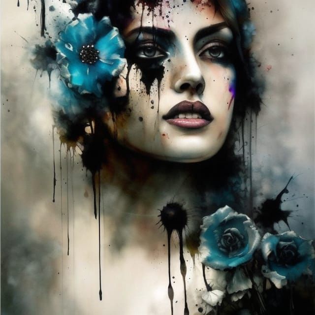 Ghost Skull with Flowers in Sinister Horror Style