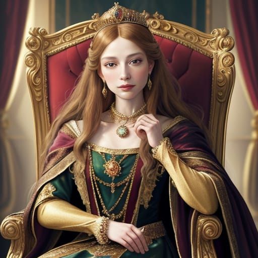 Regal Princess in Golden Light, Oil Painting