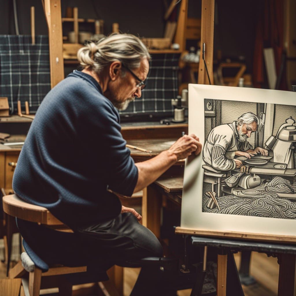 German Teacher Creates Linocut of 18th Century Workers