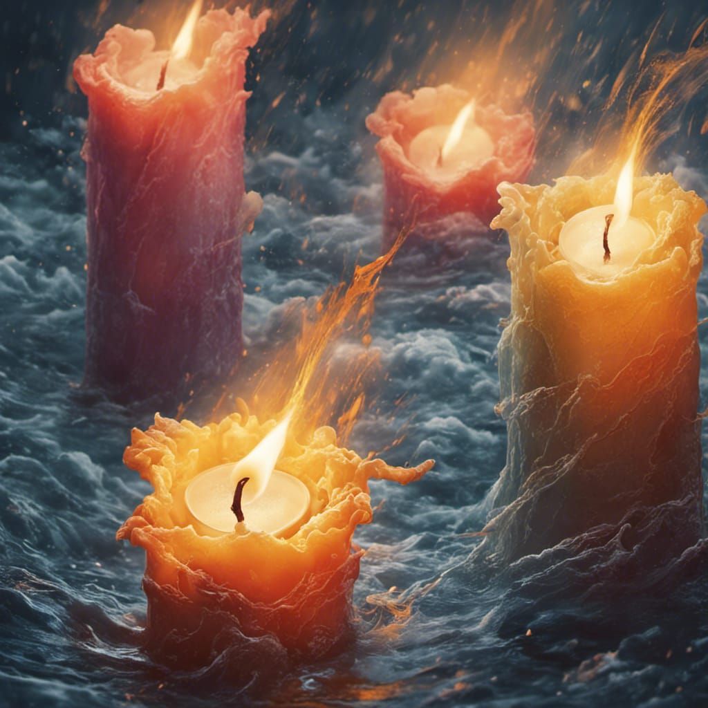 Hyperrealistic Candles Burning in a Storm