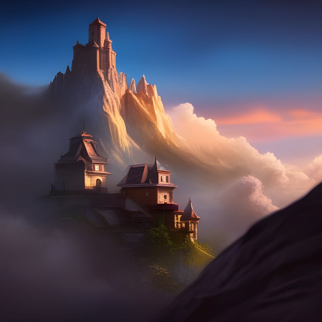 Floating Fantasy Kingdom in Photorealistic Style