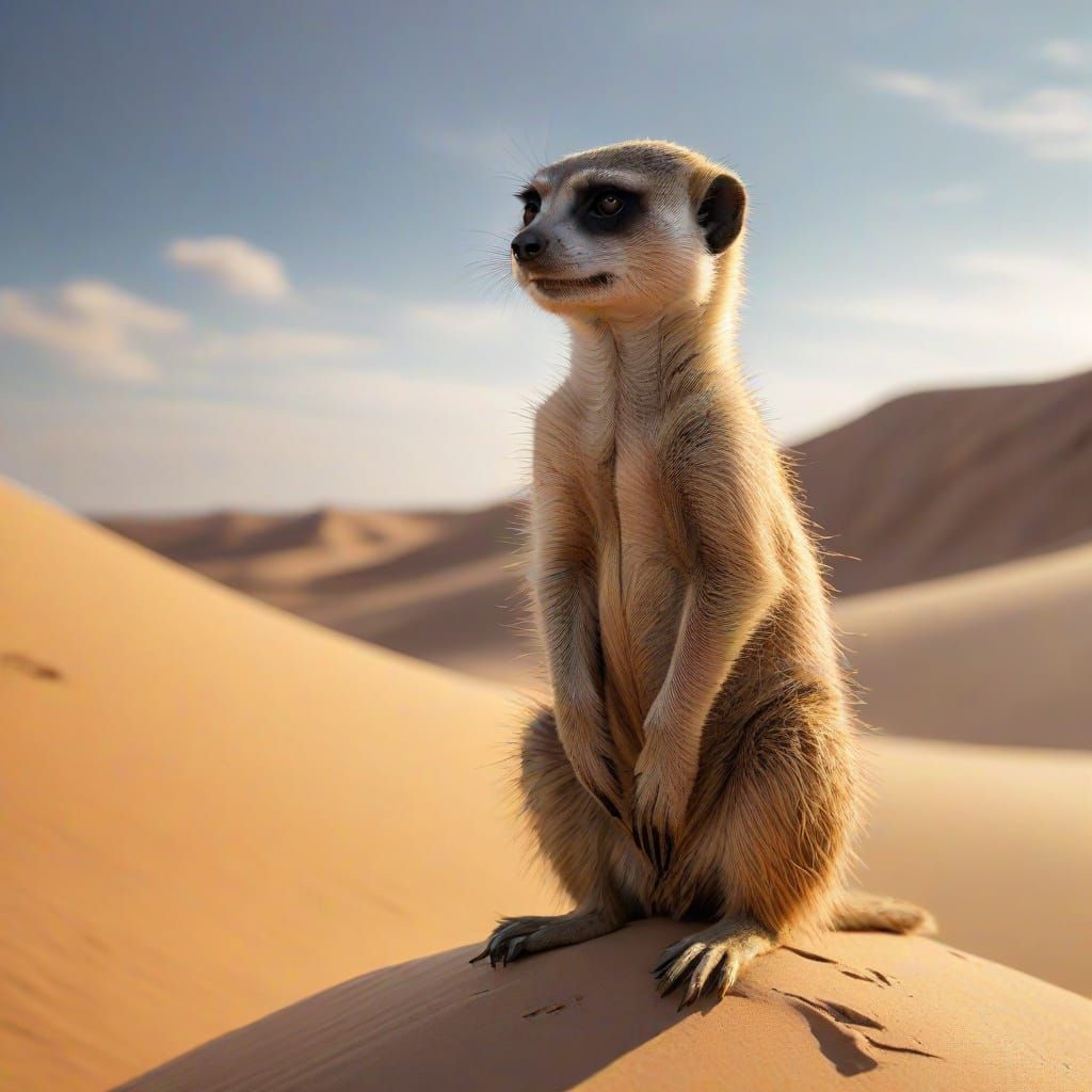 Surreal Desert Meerkat Ascends in a Vibrant, Dreamlike Lands...