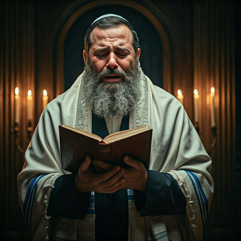 Rabbi in Prayer: A Cinematic Film Still