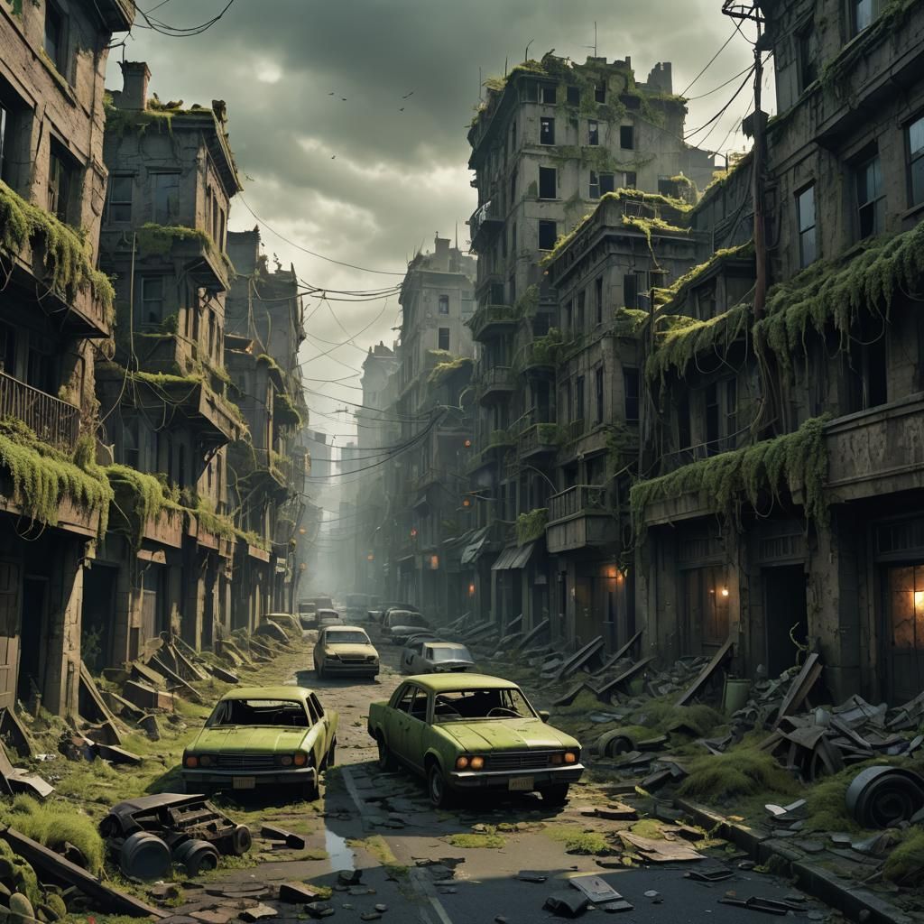 Desolate Undead Cityscape in Gothic Horror Style