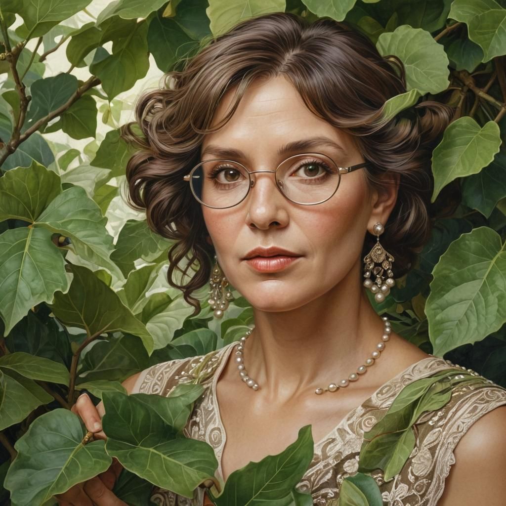 Elegant Art Nouveau Portrait of Older Woman